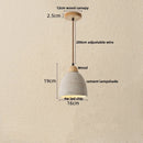 Helnys Modern Wood Cement LED Pendant Light Fixture, Adjustable Hanging Lamp