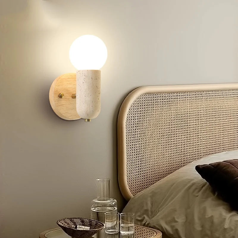 Helnys LED Wood Wall Sconce Pull Chain Modern Stair Light