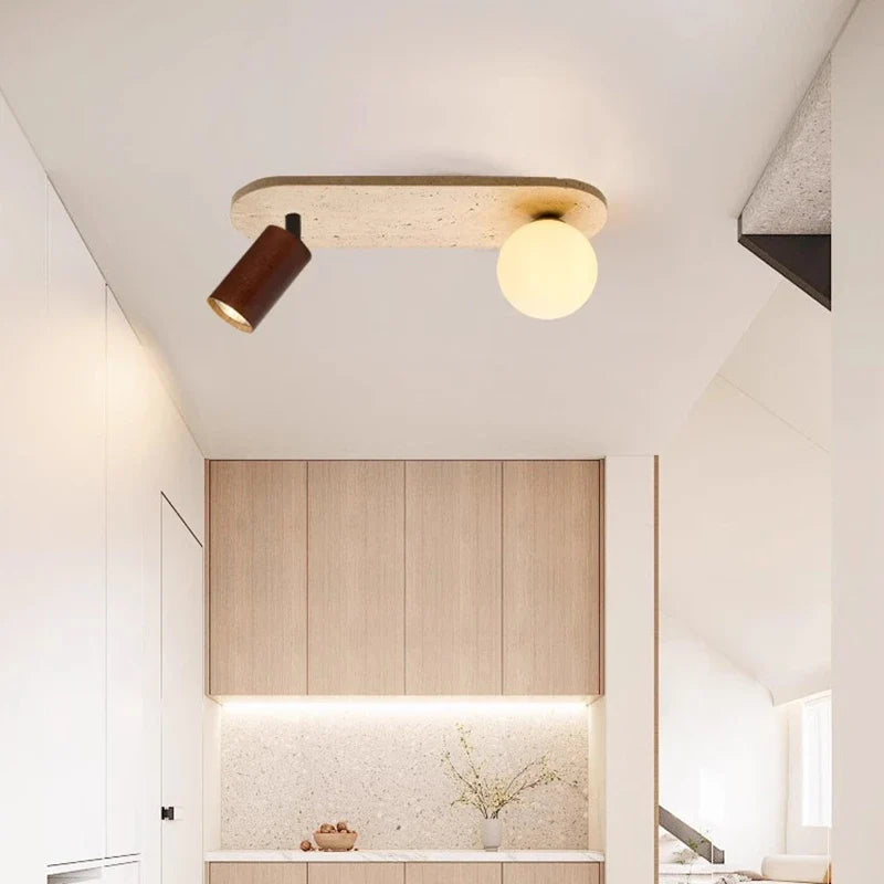 Helnys Yellow Travertine LED Ceiling Light - Wabi Sabi Home Decor