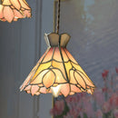 Helnys Tiffany LED Pendant Light Flower Glass Hanging Lamp for Home Decor