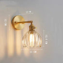 Helnys Clear Glass LED Wall Lights Copper Pull Chain Switch Modern Wandlamp
