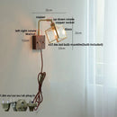 Helnys Walnut LED Wall Sconce Pull Chain Switch Rotatable Stair Light Fixture