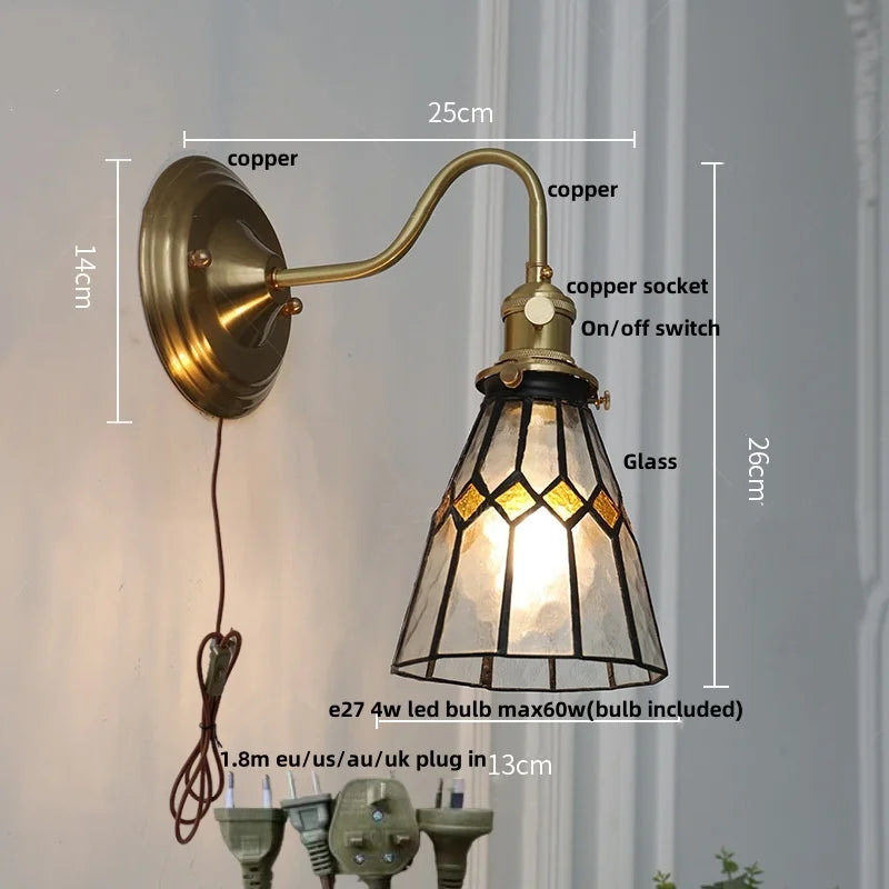 Helnys Cube LED Wall Sconce Copper Glass E27 Vanity Light