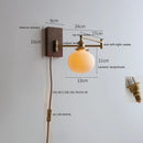 Helnys LED Wall Sconce Lamp Walnut Ash Wood with Pull Chain Switch