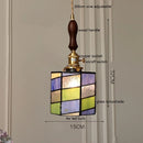 Helnys Vintage Europe Style LED Pendant Light with Wood, Copper, Glass Lampshade