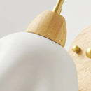 Helnys Art White Flower Wall Lamp with LED Light & Wood Shade