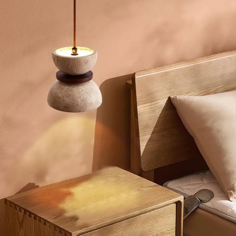 Helnys Yellow Travertine LED Pendant Lights Fixture Modern Nordic Hanging Lamp