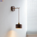Helnys Walnut Wood LED Wall Light Fixture Indoor Living Bedroom Lamp