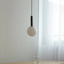 Helnys Nordic LED Glass Pendant Light Fixture with Wood Accent