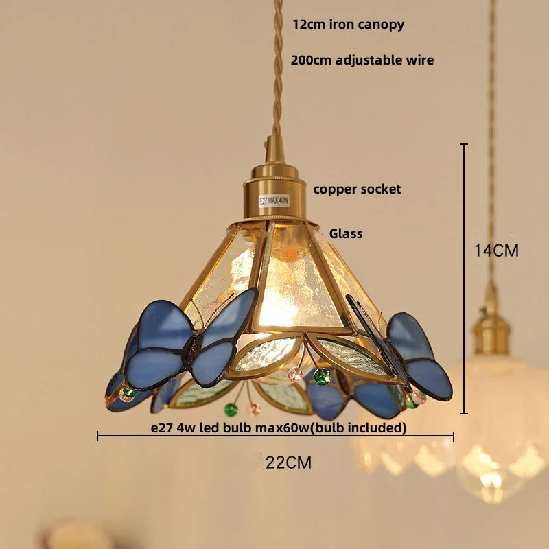 Helnys Glass LED Pendant Light Fixture with Walnut Wood and Copper Finish