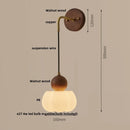 Helnys Amber LED Wall Lamp Walnut Wood Pull Chain Switch Applique Murale