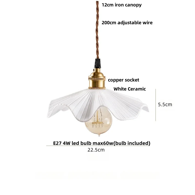 Helnys Nordic LED Pendant Lights Living Room Coffee Flower Hanging Lamp