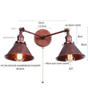 Helnys Industrial Vintage 2-Head LED Wall Light Gold Iron Loft Lamparas De Pared