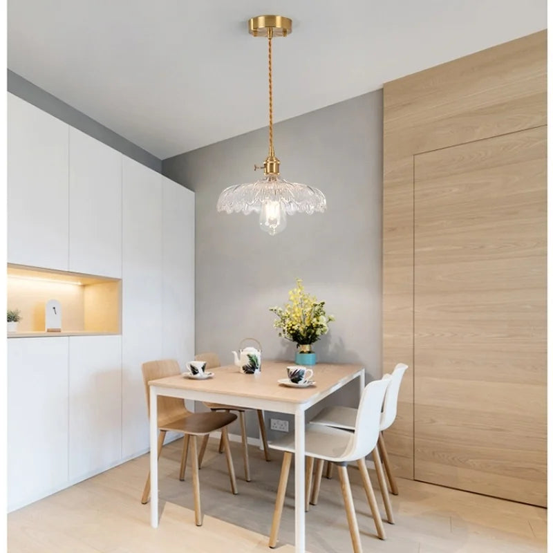 Helnys Green Glass LED Pendant Lights Modern Nordic Kitchen Hanging Lamp