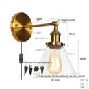 Helnys Clear Glass Iron LED Wall Lamps Stair Light Fixtures Rustic Industrial Vintage