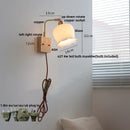 Helnys Ash Wood LED Wall Light with Pull Chain Switch & Rotatable White Glass