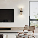 Helnys LED Wall Light Fixture Modern Nordic Design 2 Yellow Travertine Stone Wood Bedside Lamp