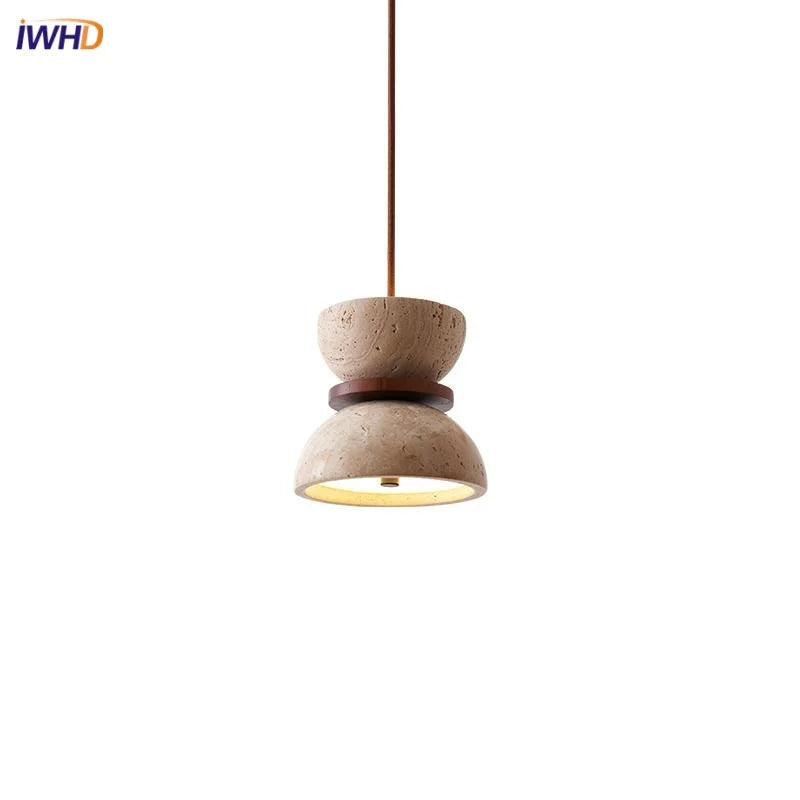 Helnys Yellow Travertine LED Pendant Lights Fixture Modern Nordic Hanging Lamp