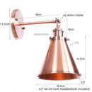 Helnys Vintage Gold Plated Iron Wall Lamp Industrial LED Loft Lighting Fixtures