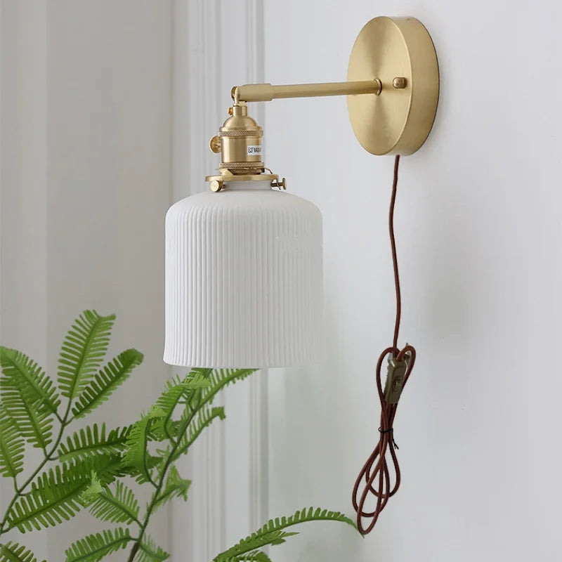 Helnys Ceramic Knob Switch LED Wall Lights for Bedroom Hallway Porch Mirror