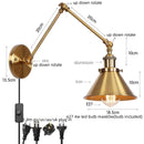 Helnys Industrial Iron LED Wall Lamp with Pull Chain Switch
