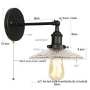 Helnys Industrial Loft LED Wall Lights Plug In Iron Bedside Lamp for Bedroom