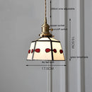 Helnys Vintage Europe Style LED Pendant Light with Wood, Copper, Glass Lampshade