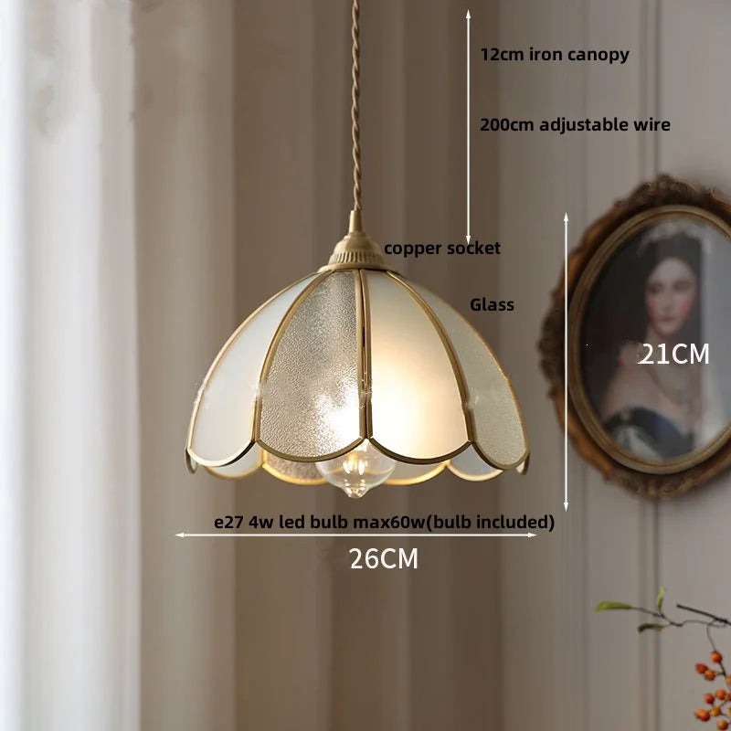 Helnys Antique Glass LED Pendant Lamp Adjustable Kitchen Light Fixture