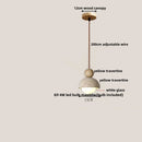 Helnys White PE Lampshade LED Pendant Lamp Yellow Travertine Globe Wood Hanging Lights