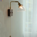 Helnys Rotatable Walnut Wood LED Wall Sconce Glass Pull Chain Switch Nordic Stair Light