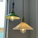 Helnys White Green Glass LED Pendant Lights with Copper Socket & Wood Finish