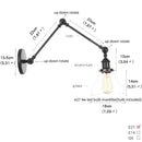 Helnys Black Industrial Loft Swing Arm Wall Light Fixtures Glass Pull Chain Switch Lamp