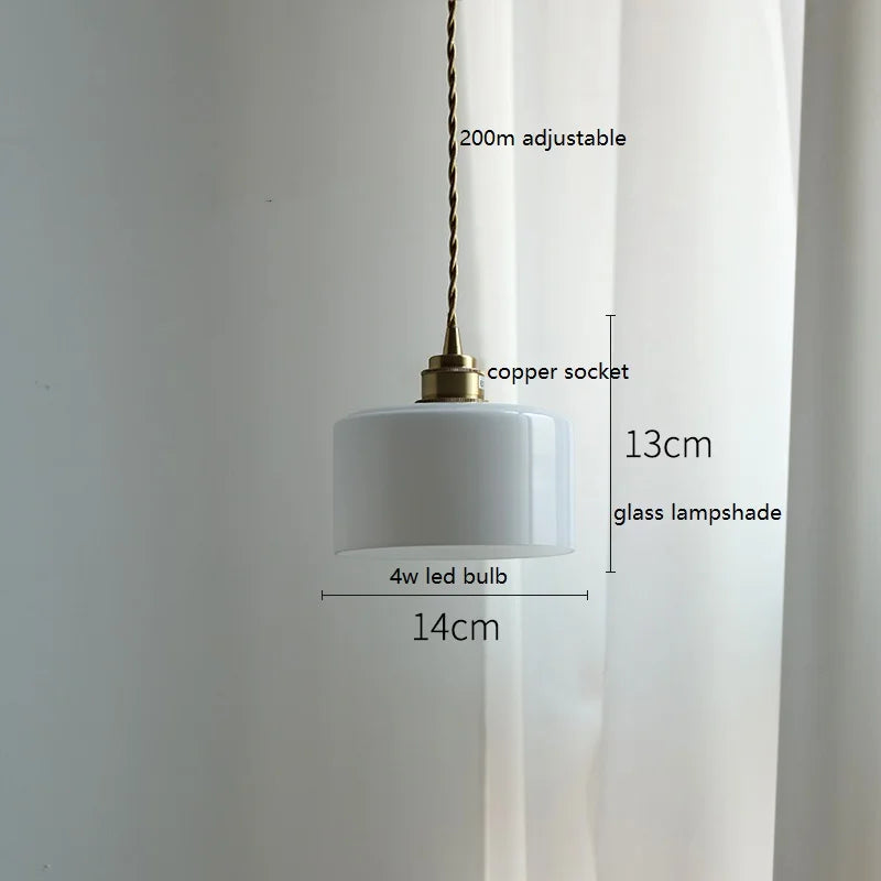 Helnys Nordic Copper Glass LED Pendant Light for Home Decor