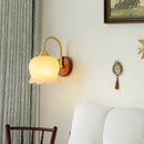 Helnys Gold Brass Resin LED Wall Light Fixture Wood Base Stair Decor Art Lamp