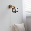 Helnys Walnut Wood LED Wall Sconce Glass Bathroom Light