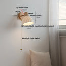 Helnys Ceramic LED Wall Light, Modern Nordic Rotate Wood Bedside Lamp