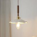 Helnys Ceramic & Walnut Wood LED Pendant Lamp with Knob Switch