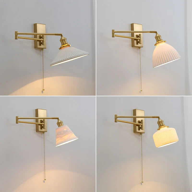 Helnys Nordic LED Wall Sconce Left Right Rotate Pull Chain Switch Stair Light