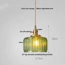 Helnys Green Glass LED Pendant Light with Copper Knob Switch