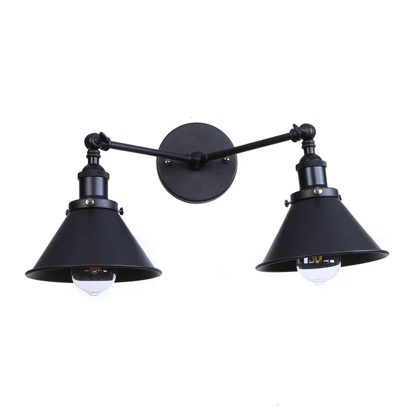 Helnys Loft Iron LED Wall Lamp 2 Heads Vintage Industrial Style Up Down Light
