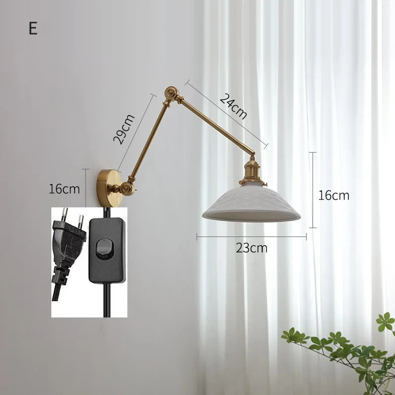Helnys Copper Swing Arm LED Wall Sconce Up Down Nordic Modern Wandlamp