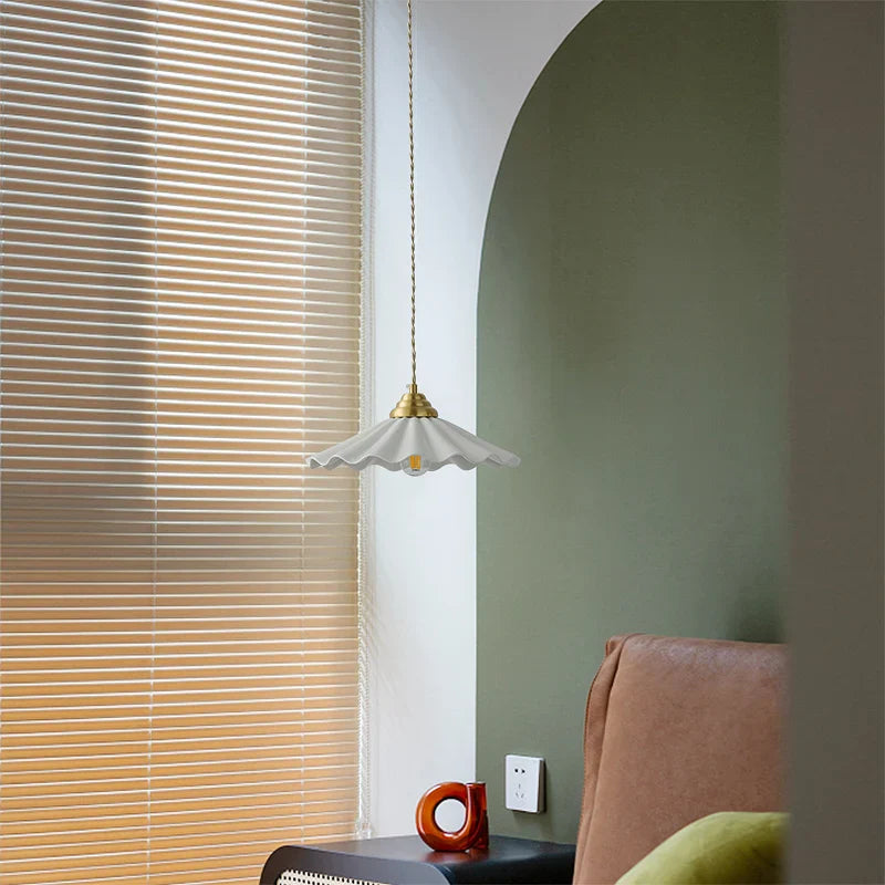 Helnys Ceramic LED Pendant Light - Japanese Style Vintage Copper Hanging Lamp