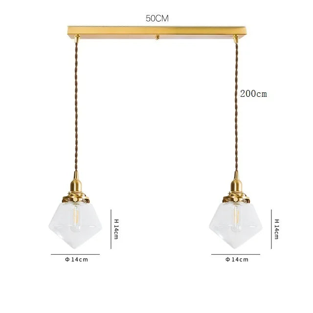Helnys Clear Glass LED Pendant Light - Copper Nordic Modern Hanging Lamp