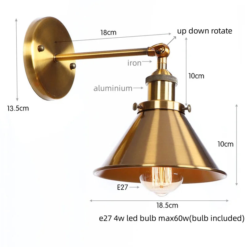 Helnys Industrial LED Wall Lamps for Bathroom Mirror Stair Light Dinning Room Home Decor