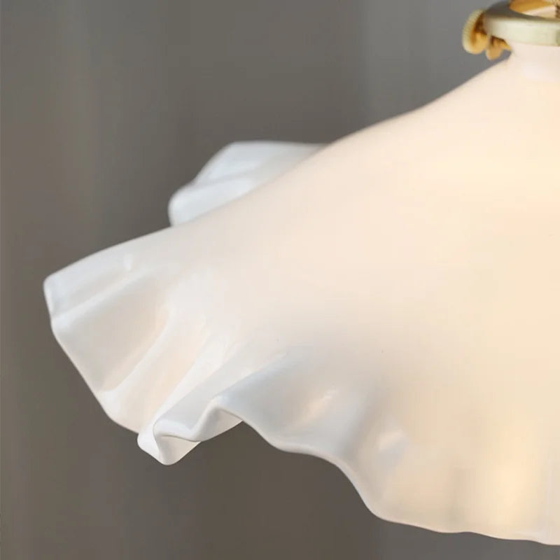 Helnys Nordic LED Pendant Lamp with Adjustable Brass Knob Switch & White Glass