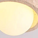 Helnys Round Stone LED Ceiling Lamp Wood Canopy White Japan Style Light Fixture