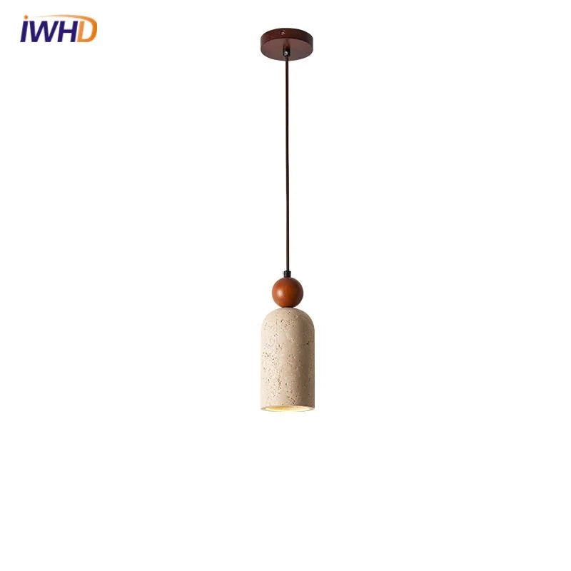 Helnys Yellow Stone LED Pendant Light, Japanese Style Hanging Lights
