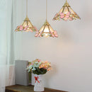 Helnys Pink Glass Brass LED Pendant Light - Nordic Modern Adjustable Hanging Lamp