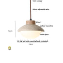 Helnys LED Pendant Light: Japanese Style, Yellow Travertine Wood, Adjustable Wire Hanging Lamp