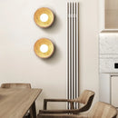 Helnys LED Wall Light with Wood Base, Natrual Yellow Travertine, Nordic Modern Design